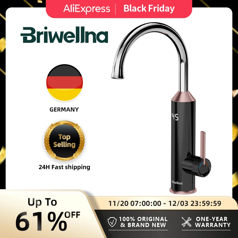 

Электрический кран Briwellna, 220 В, безрезервуарный мини-нагреватель для домашнего кухонного крана, 2 в 1, поворотный излив, нагреватель для цветов, смеситель с подогревом