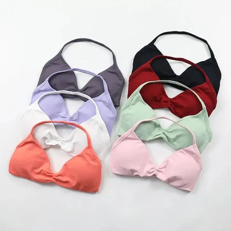 

Impact Strappy Bra Gym Top Backless Yoga Bra Removable Cups Women Workout Clothing Seamless Bras Scrunch Workout Yoga Tank