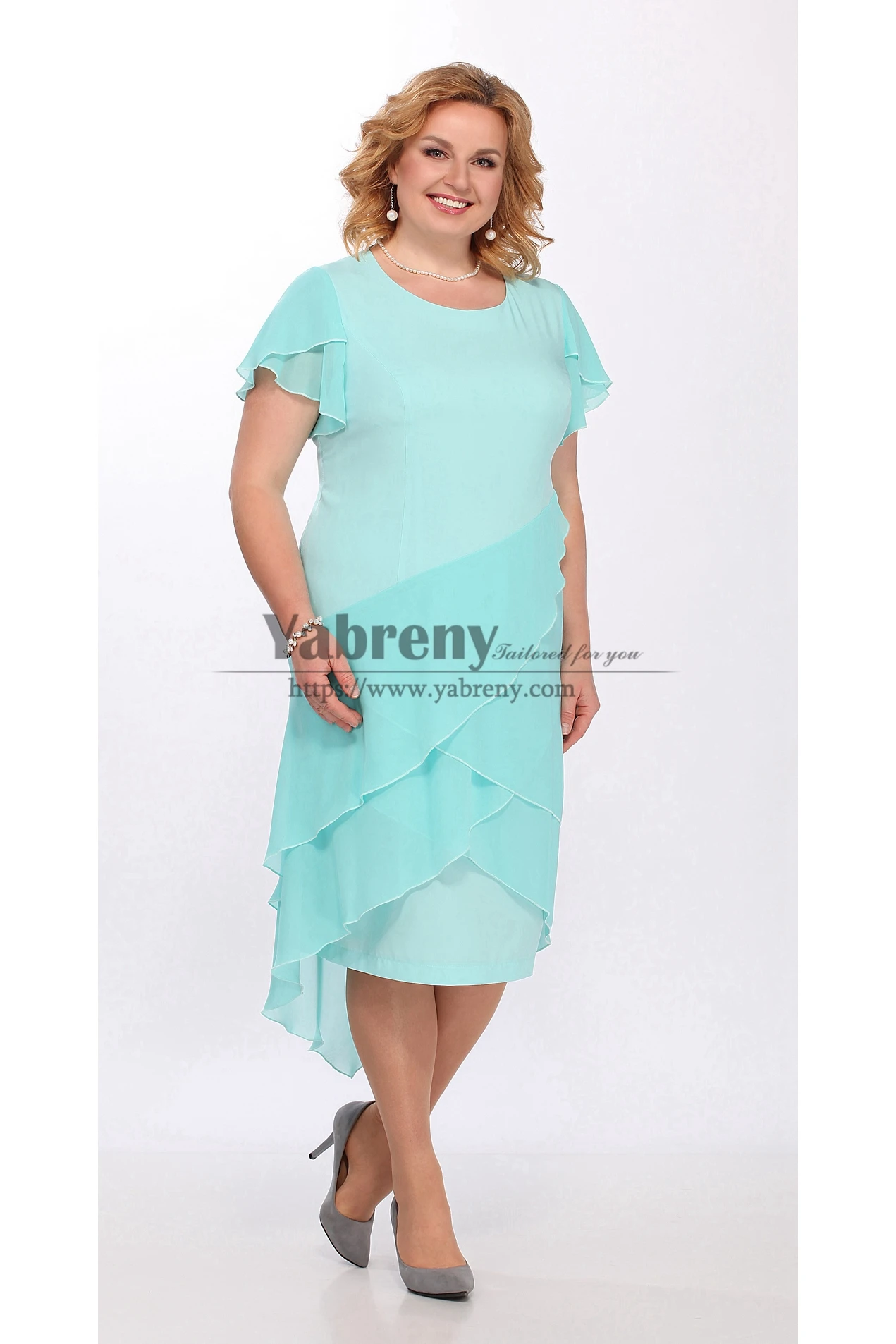 Plus size Ankle-Length multi-layer Mother of the bride dress for Mother for Beach Wedding