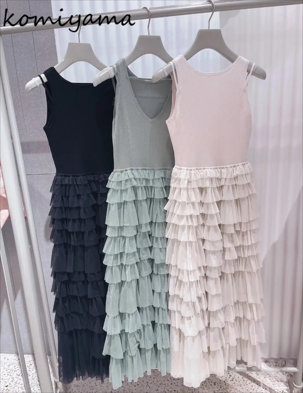 

Fairy Cake 2025 Vestidos New Sleeveless Knit Dress Japanese Dresses Woman High Waist Mesh Robe Summer O-neck Ropa De Mujer