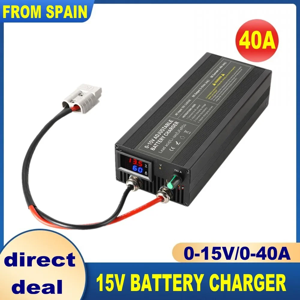 

100A 60a 85A 12v Smart Battery Charger 30A 20A Fast Charger with Adjustable Current 100V-240V for Lifepo4 Lithium Battery