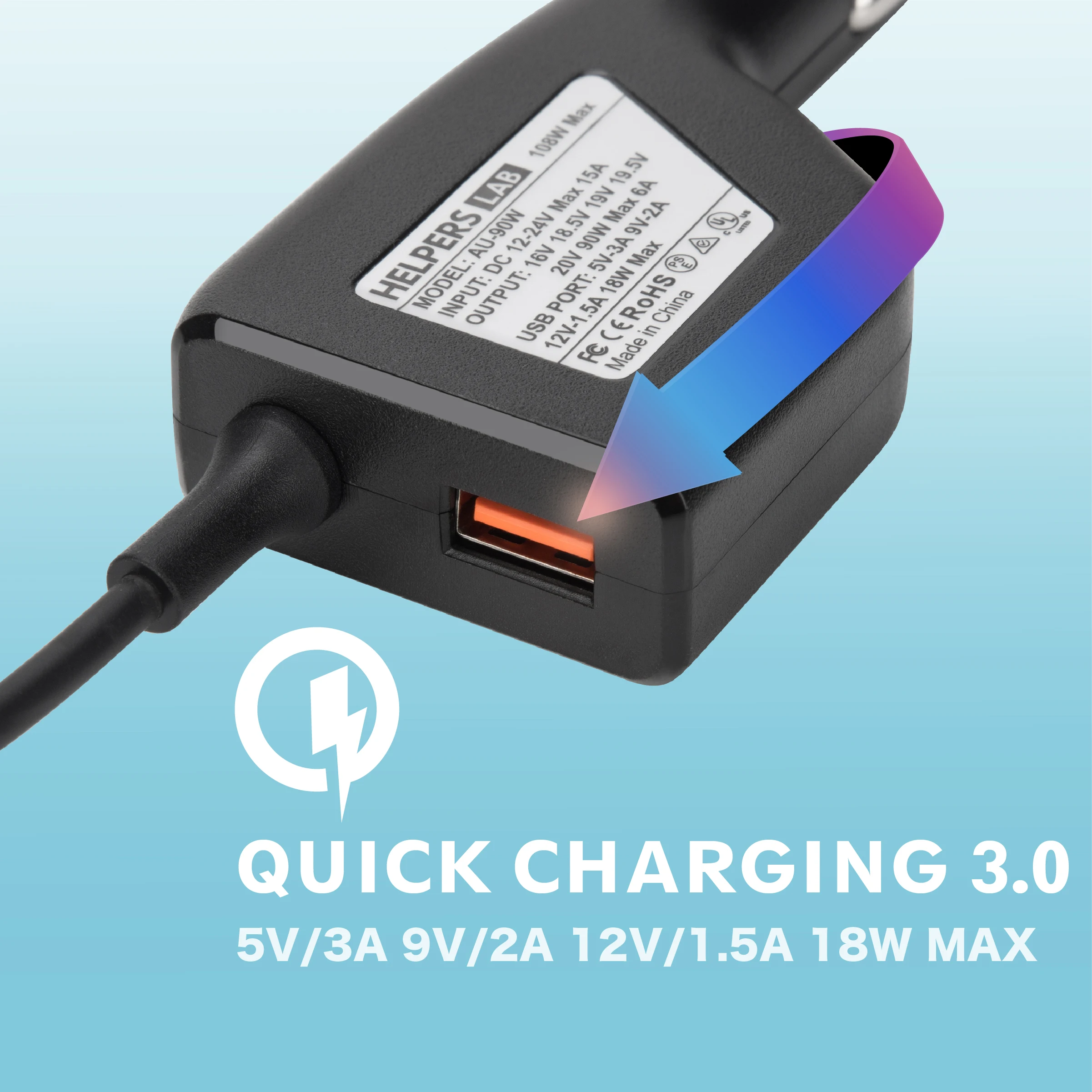 90W Universele Laptop Car Charger Voeding 16 Dc Tips Met 18W QC3.0 Usb Voor Hp Dell Ibm lenovo Acer Asus Compaq Sony Etc