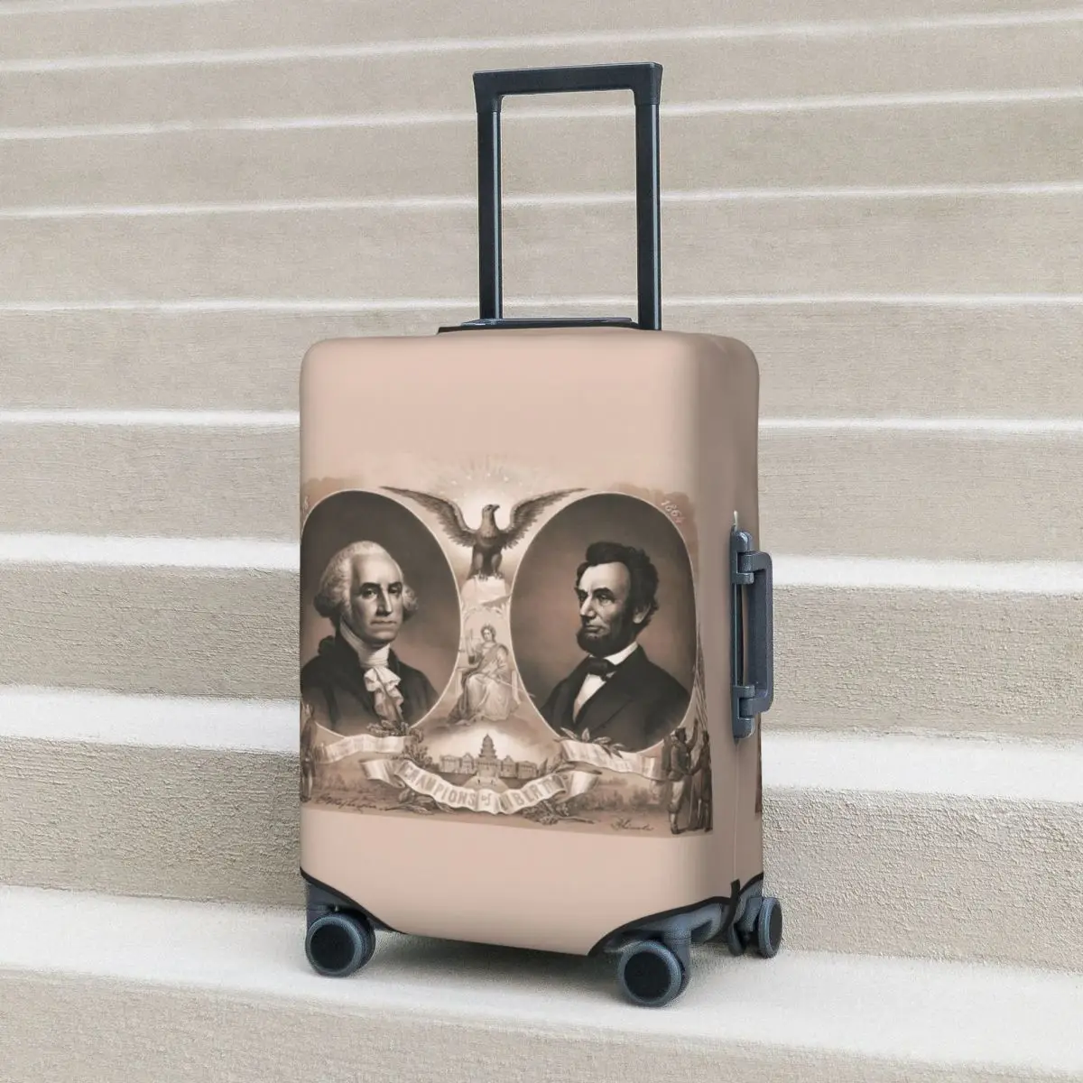 

George Washington And Abraham Lincoln Suitcase Cover Protection Elastic Trip Luggage Protector Covers for 18-32 Inch
