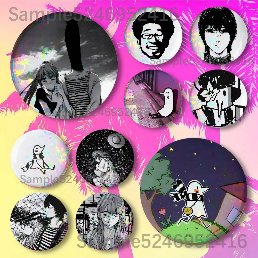 

Oyasumi G-Goodnight P-Punpun Laser Badge Round Creative Pins Brooch Niche Design Brooch for Backpack Lapel Pins Accessories