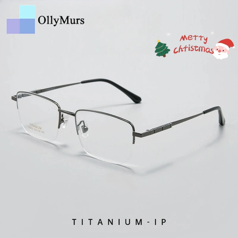 

OLLYMURS деловые очки из чистого титана, оптические очки в полуоправе, мужские ультралегкие модные очки для маленького лица, очки