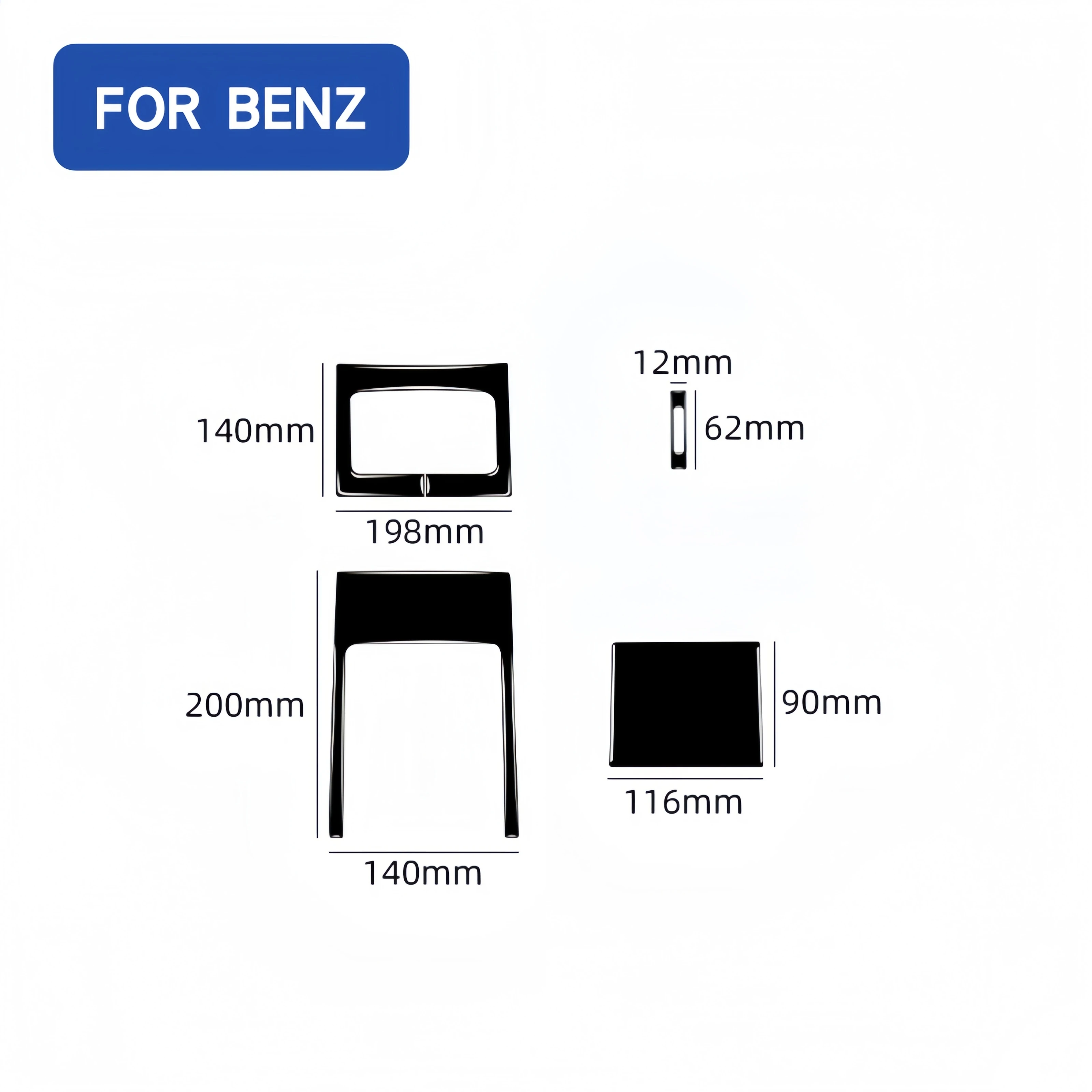 For Mercedes Benz C-Class W203 2005-2007 Piano Black Car Armrest Box Rear Air Condition Vent Panel Cover Trim Sticker Accesorios - Image 6