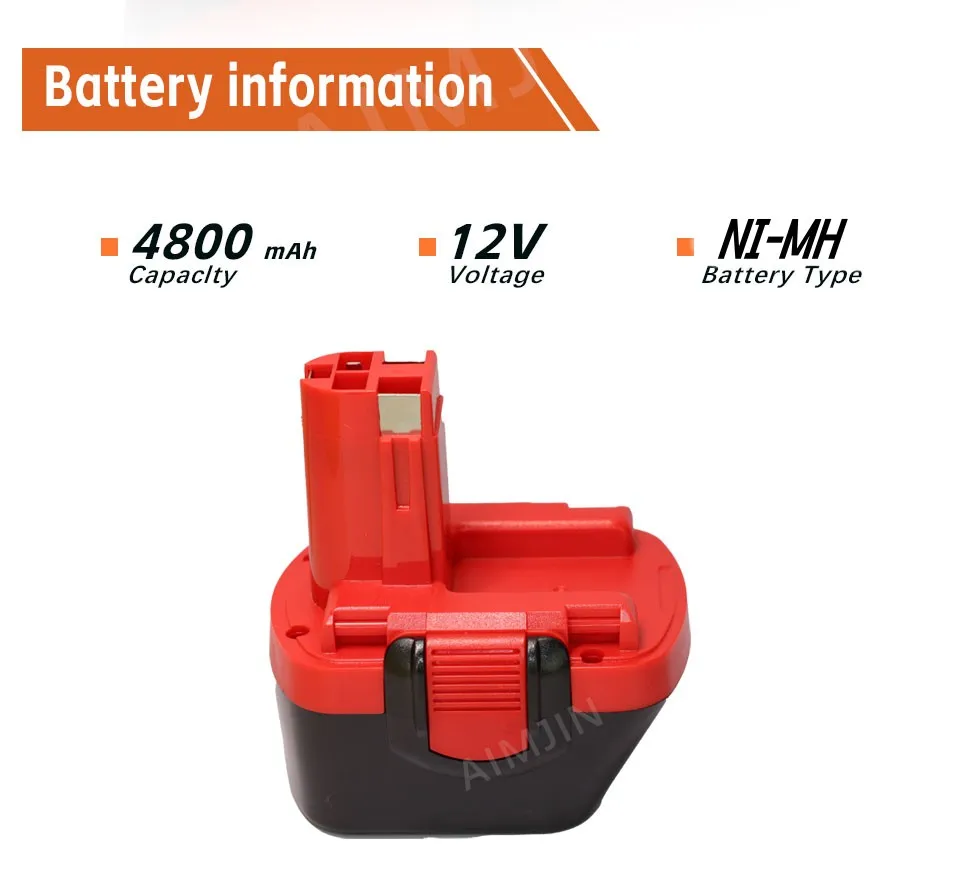 AIMJIN For Bosch 12V 4.8Ah PSR 1200 Rechargeable Battery GSR 12V AHS GSB GSR 12 VE-2 BAT043 BAT045 BAT046 BAT049 BAT120 BAT139