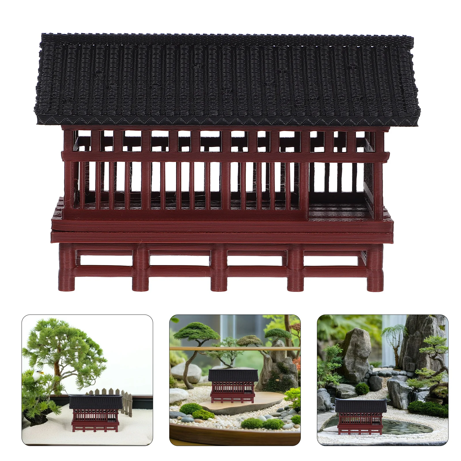 

Mini Pavilion Statue Micro Landscape Plastic Asian Building For Home Office Desktop Garden Ornament Aquarium Decor 2.9X2.0X1.9\