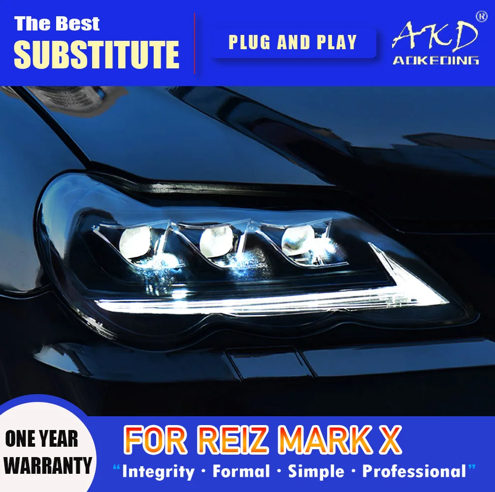 

AKD Head Lamp for Toyota Reiz Mark X LED Headlight 2005-2009 Headlights Reiz DRL Turn Signal High Beam Angel Eye Projector Lens