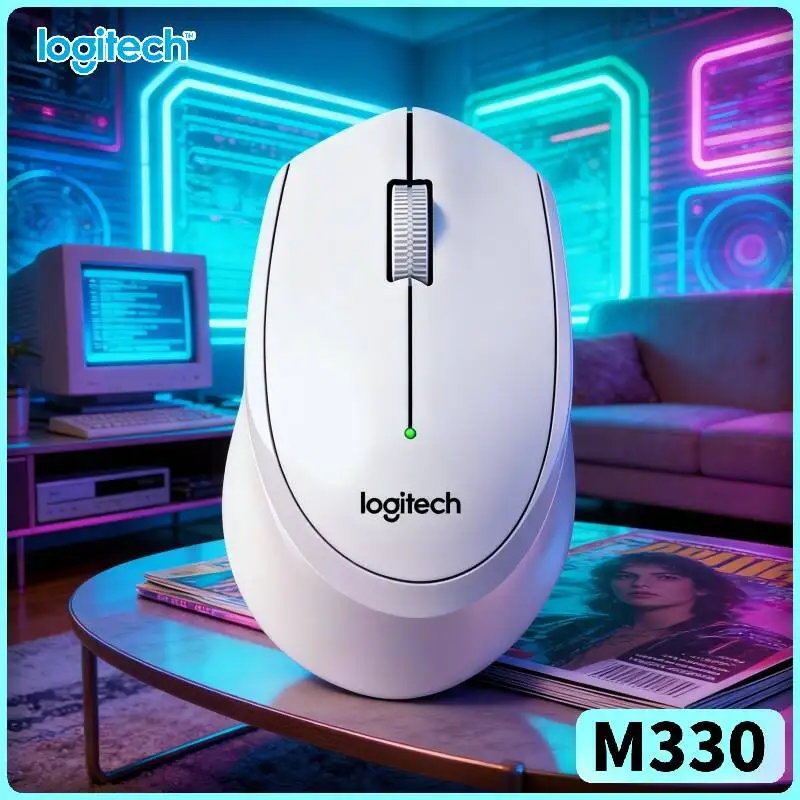 Logitech M330 Silent Wireless Mouse Comfort Grip 2.4G USB Receiver Thin Grip for Home Office Laptop PC Mac Desk Tray