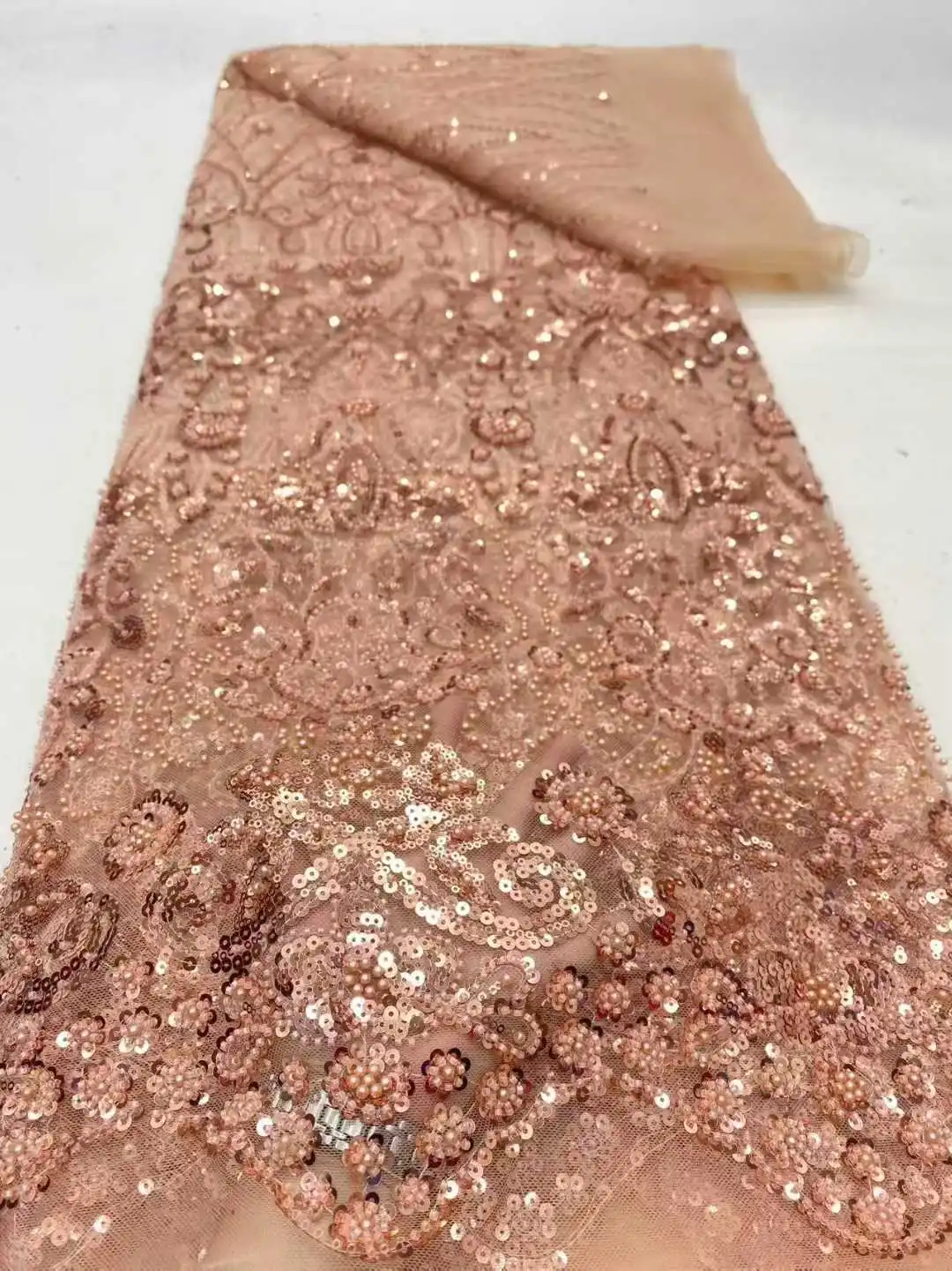 نسيج الدانتيل الأفريقي 2026 الترتر مطرز التطريز العريس النيجيري الزفاف عالية الجودة الفرنسية تول أقمشة الدانتيل لحفل الزفاف S1773 #3