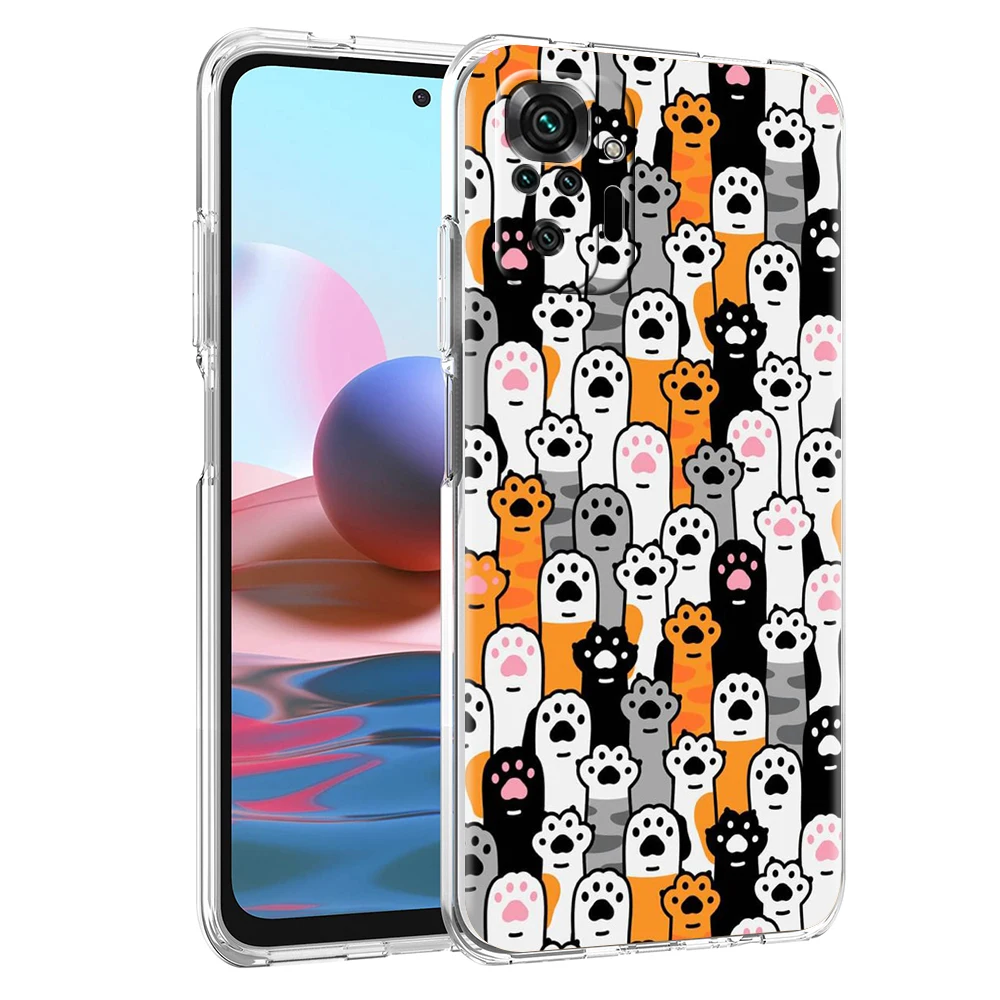 Cartoon Cute Cat Phone Case Cover for Redmi Note 12 10 11 11T 7 8 8T 9 K40 Gaming 9A 9C Pro Plus Transparent Soft Shell Capa Bag