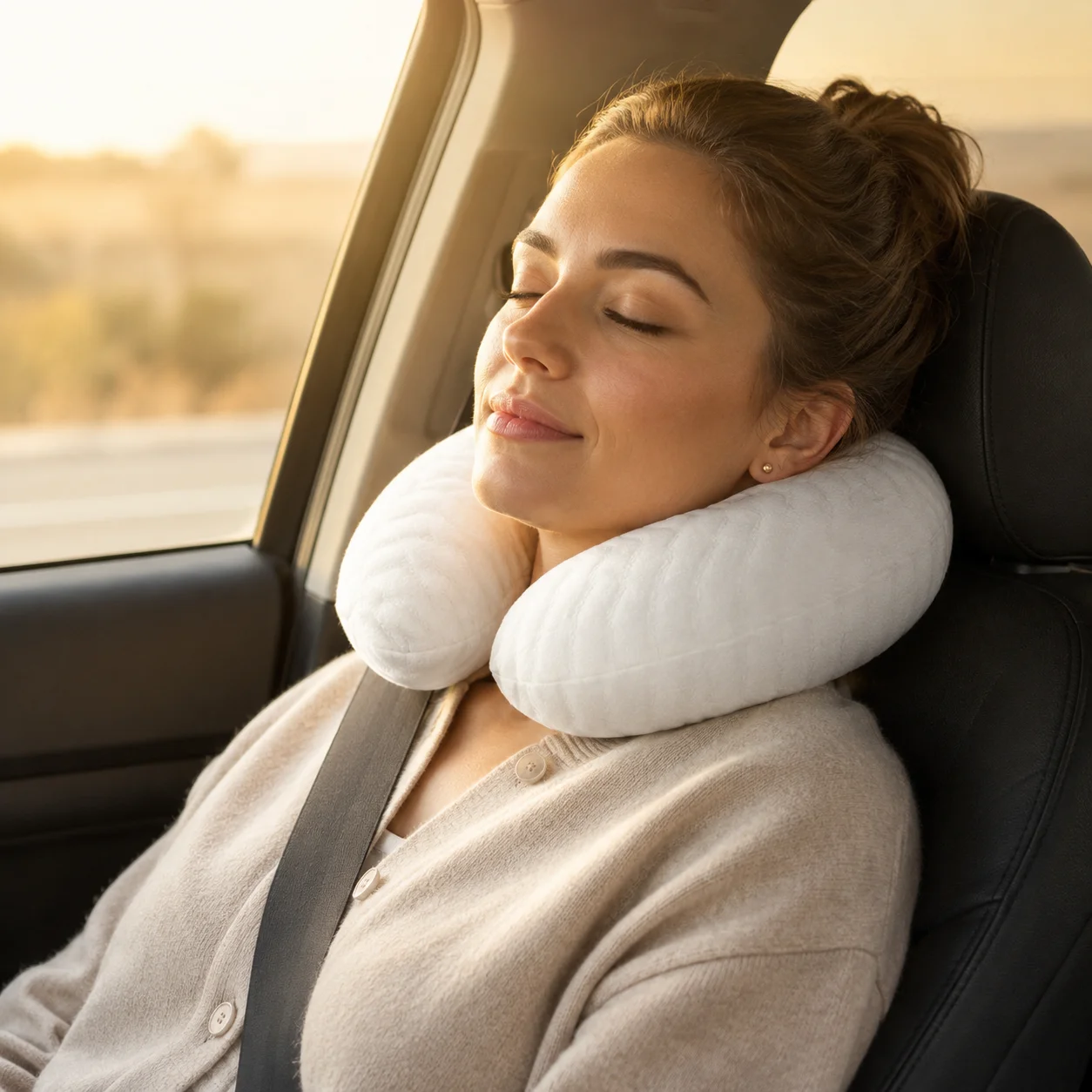LIEN'A Imported Natural Latex U-Pillow offers resilient neck support, perfect for office, car, and plane travel.