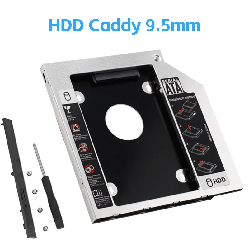 9.5mm SATA Notebook Optical Drive Position Hard Drive Bracket Mechanical Solid-State Drive Mount for Laptop Storage Upgrade