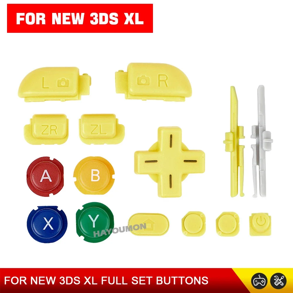 6 COLORS ABXY L R ZR Full Set Buttons For NEW 3DS XL LL Yellow/Black/Blue/White/Red/Grey Replacement Buttons For New 3DS XL LL