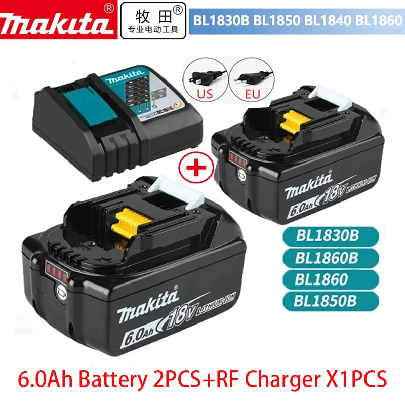 For Makita 18V 6000Ah LXT Li-Ion Battery Or Dual charger BL1860 BL1830 BL1850 US FR RU DE