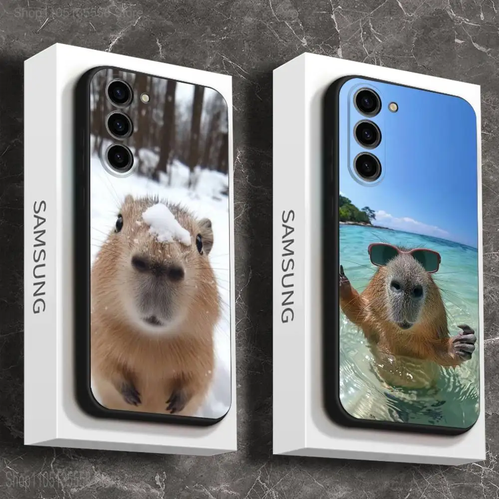 

Cute Capybara Phone Case For Samsung Galaxy A 73,72,51,53,52,71,22,5G,Note,J7,8,9 Soft Black Cover