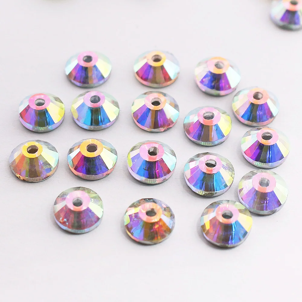 3mm-6mm 100 stücke Flatback Mittleren Loch Nähen Strass Shiny Kristalle Strass Perlen Nähen Auf Strass für kleidung Stoff Edelsteine – Detail 4