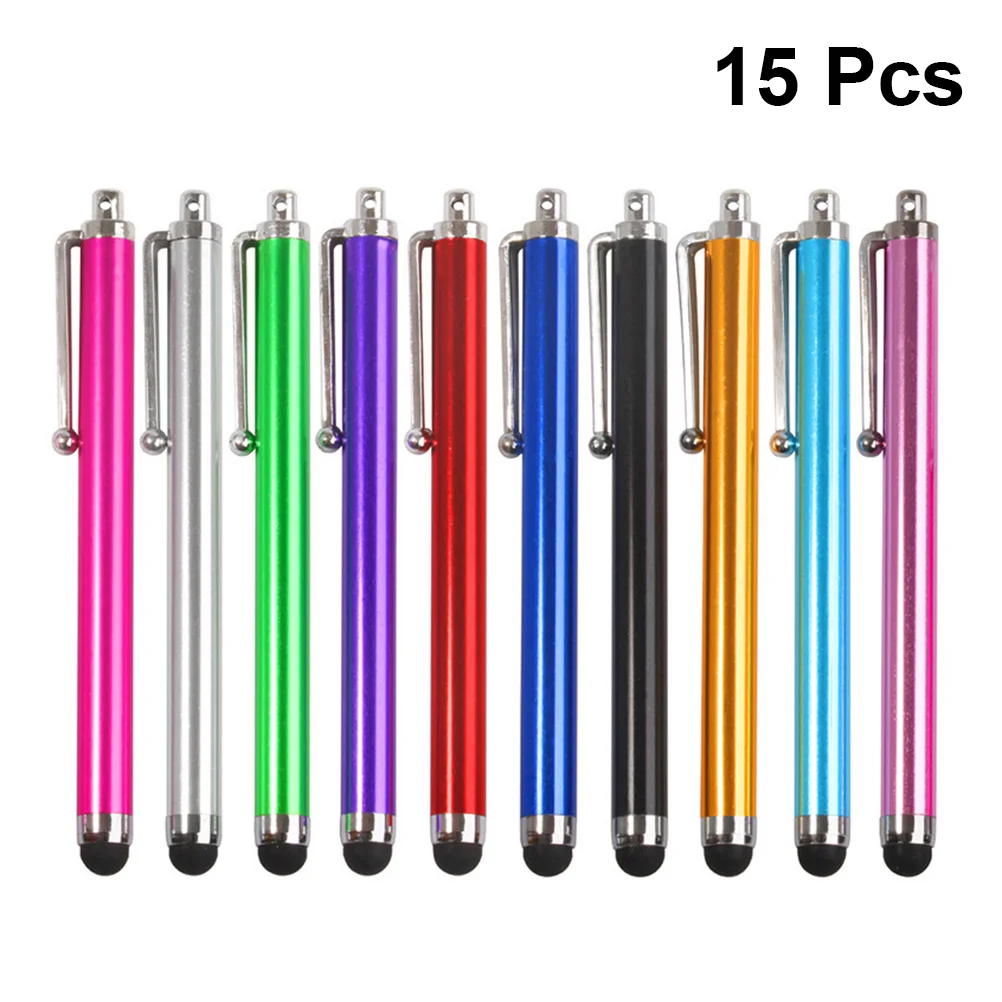 15pcs Touch Screen Pen Capacitive Pen Universal Writing Tool Office Supply for Phone Tablet (Mixed Color)