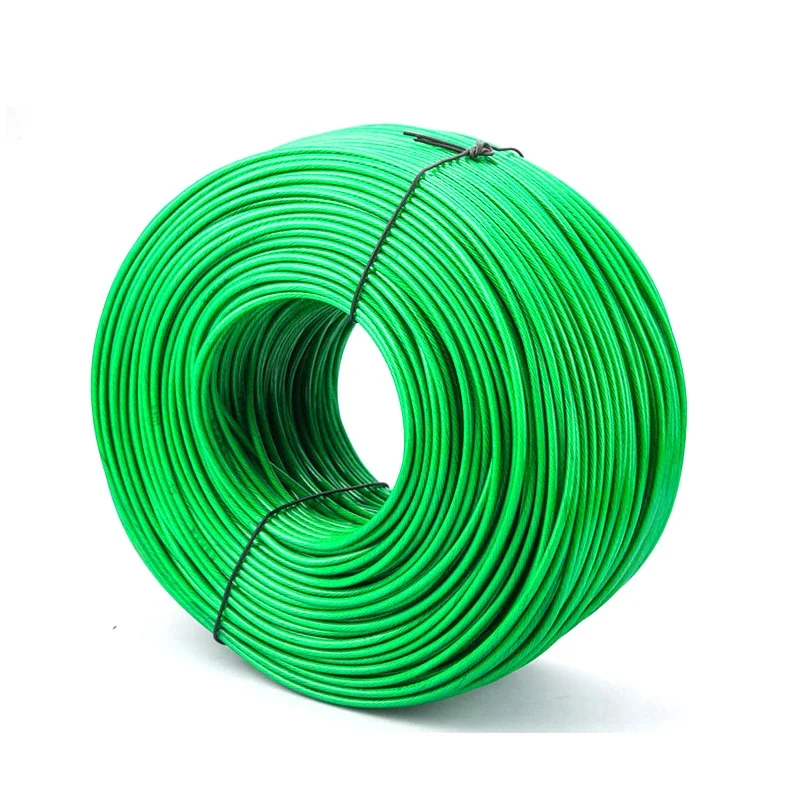 100 Meters Steel wire PVC Coated Flexible Wire Rope Cable Stainless Steel for Clothesline Greenhouse Grape rack shed 2mm/2.5mm