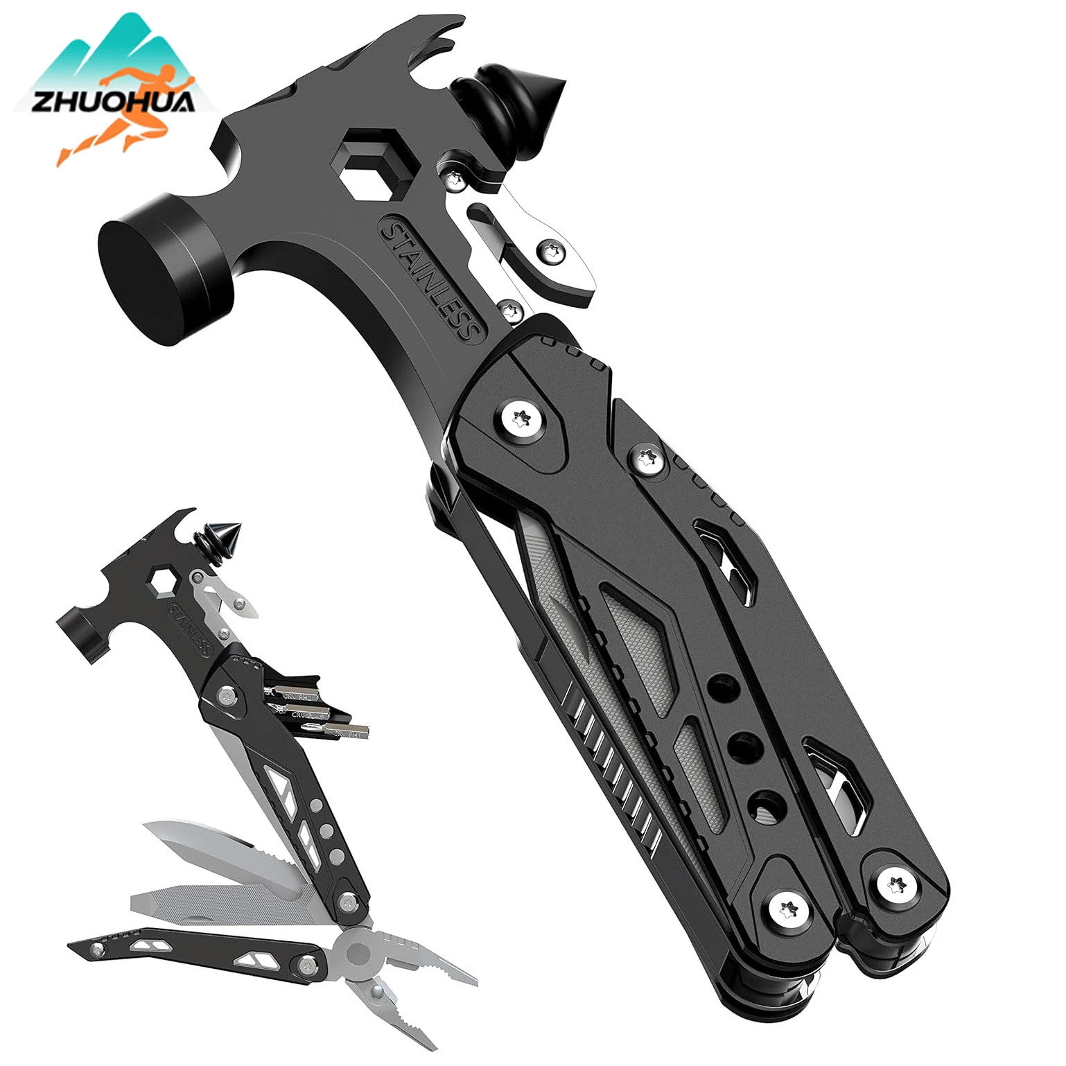 

ZHUOHUA 16-in-1 Multitools,Gifts for Dad,Hammer Multi tool,Utility Knife,Survival Gear&Supplies,Christmas Gift to Husbands Men