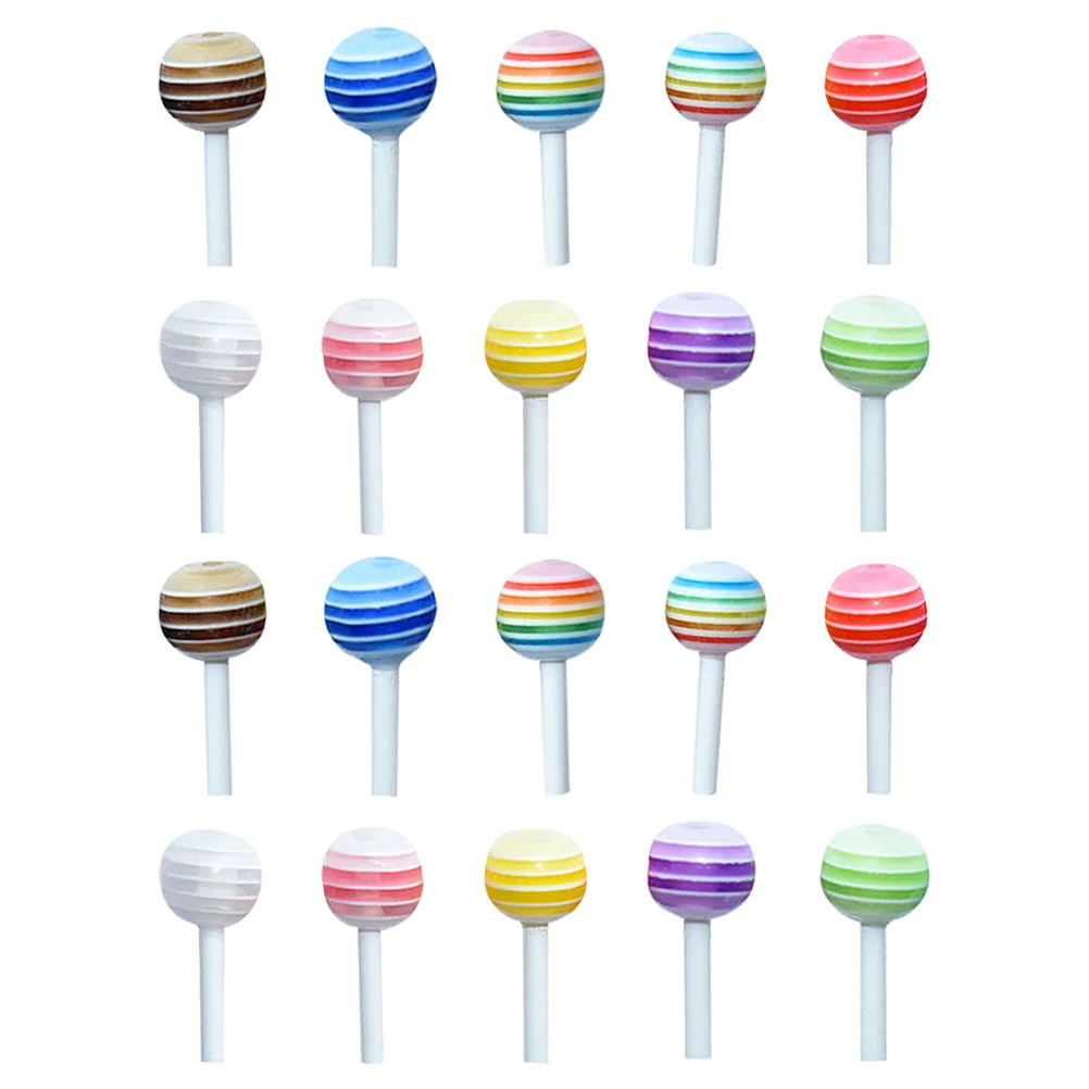 

25 Pcs Simulation Lollipop Miniature House Simulated Plastic Colorful Bread Statue Supplies Child Sugar-loaf Model Adornment