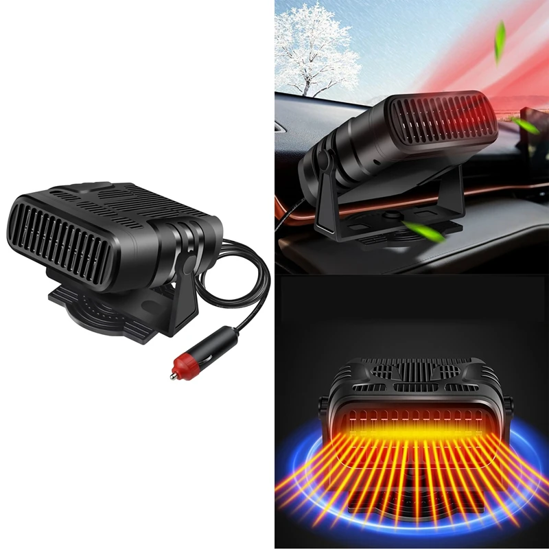 

Portable Heating Cooling Fan Auto Car Heater Defroster Demister 200W Heater Windshield 360 Degree Rotation