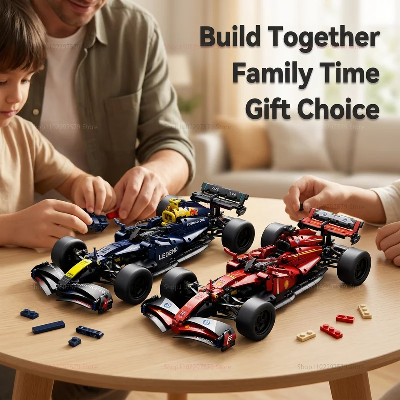 1:10 Technical Racing Vehicle Building Blocks Kit 1200PCS DIY Assembly Model Desktop Decor Gifts for Birthday Party DIY Ornament