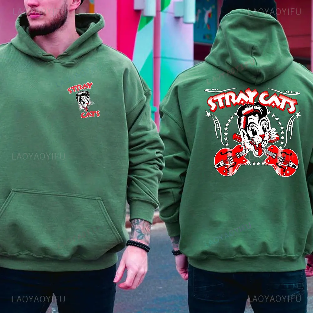 2025 Nieuwe Hoodie Verdwaalde Kat Brian Setzer Lee Rocker Slanke Jim Phantom Mannen Retro Esthetische Hoodie Grappig Tops Herenkleding