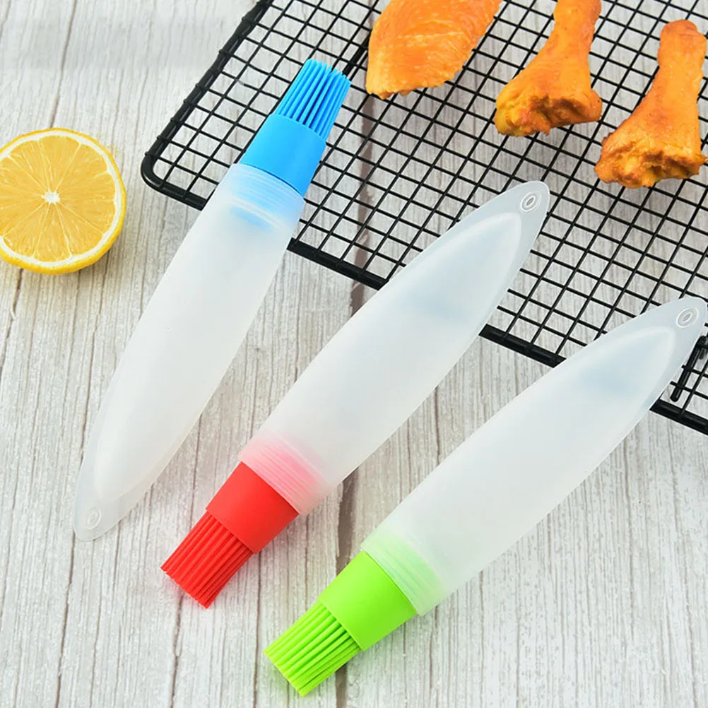 

4Pcs BBQ Silicone Oil Bottle Brush Transparent Food Grade High Temp Resistant Easy Clean Grill Sauce Baking Tool Kitchen