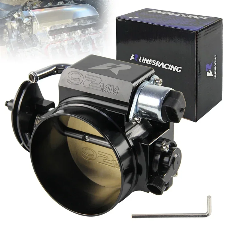 

Корпус дроссельной заслонки с ЧПУ, 92 мм + комплект датчика положения TPS IAC для двигателя Chevy GM Gen LSX V8, 4-болтовый кабель, алюминий, черный/серебристый