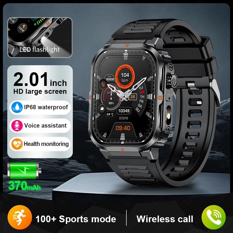 

LIGE Smart Watch Wireless Calling Weather Forecast Magnetic Charging Waterproof LED Flashlight Men smartwatch For Android IOS