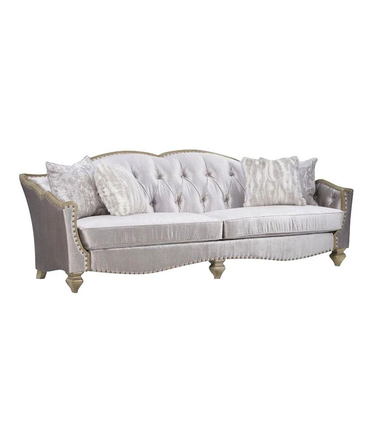 

Modern light luxury retro carved single three-person sofa