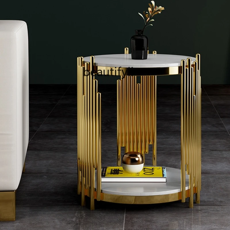 

Light Luxury Marble Corner Table Light Luxury Side Table Hotel Sofa Corner Table Glass