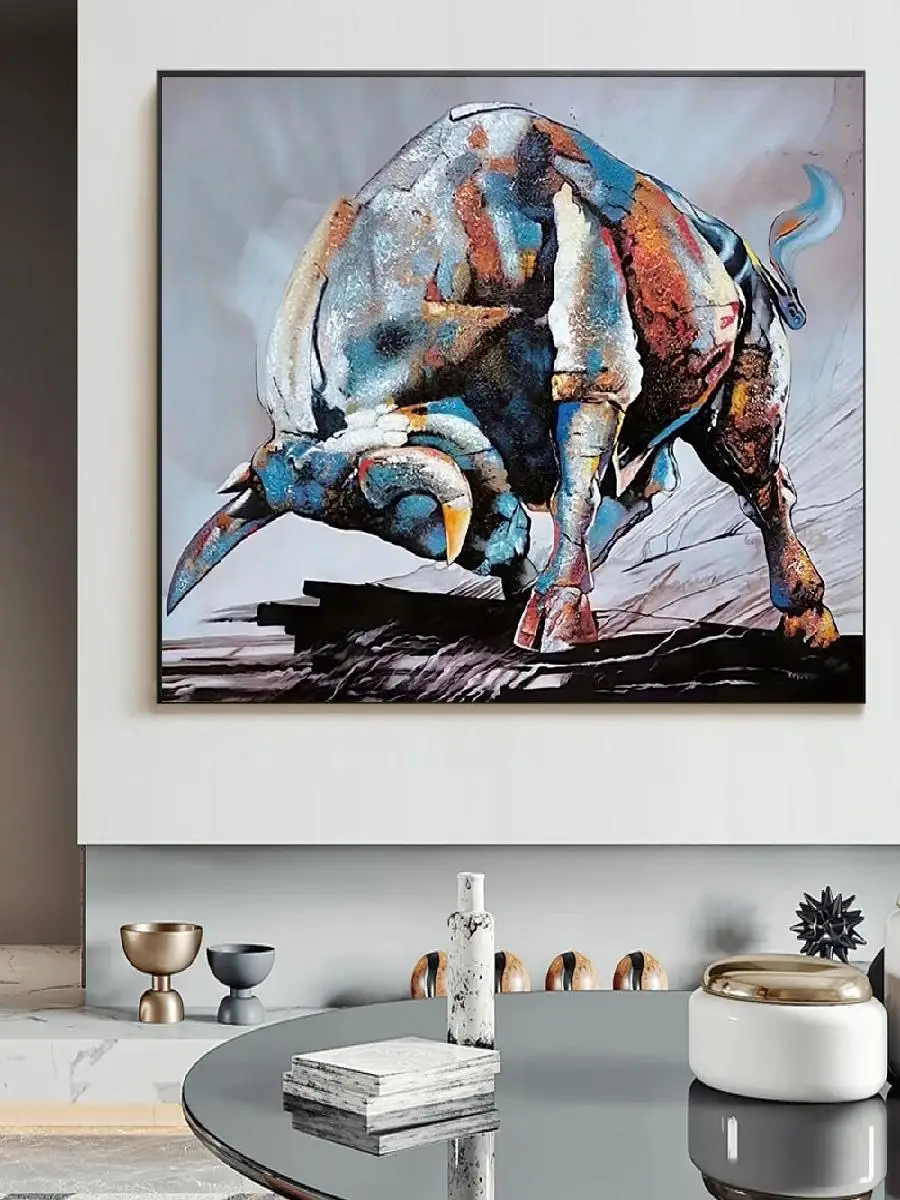 Black Bull Canvas Wall Art  Bullfight Posters  Prints Scandinavian Animal Pictures for Living Room Home Decor No Frame