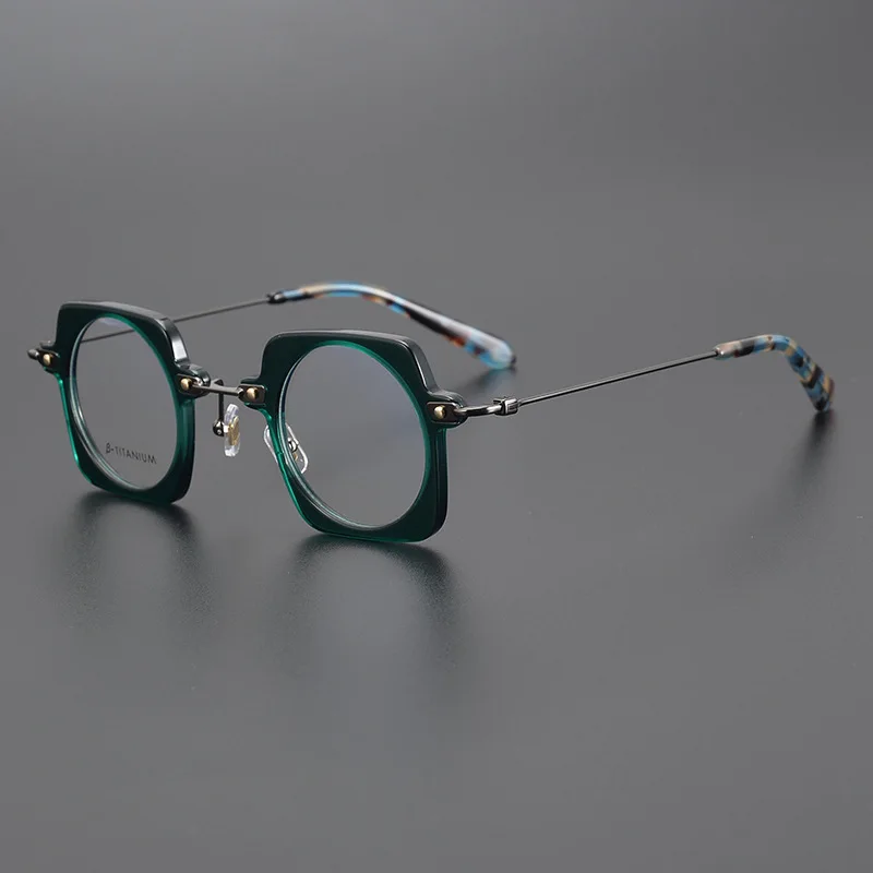 

High Quality Handmade Acetate Titanium Personality Glasses Frame Women Myopia Reading Eyewear Men Optical Prescription Eyeglass