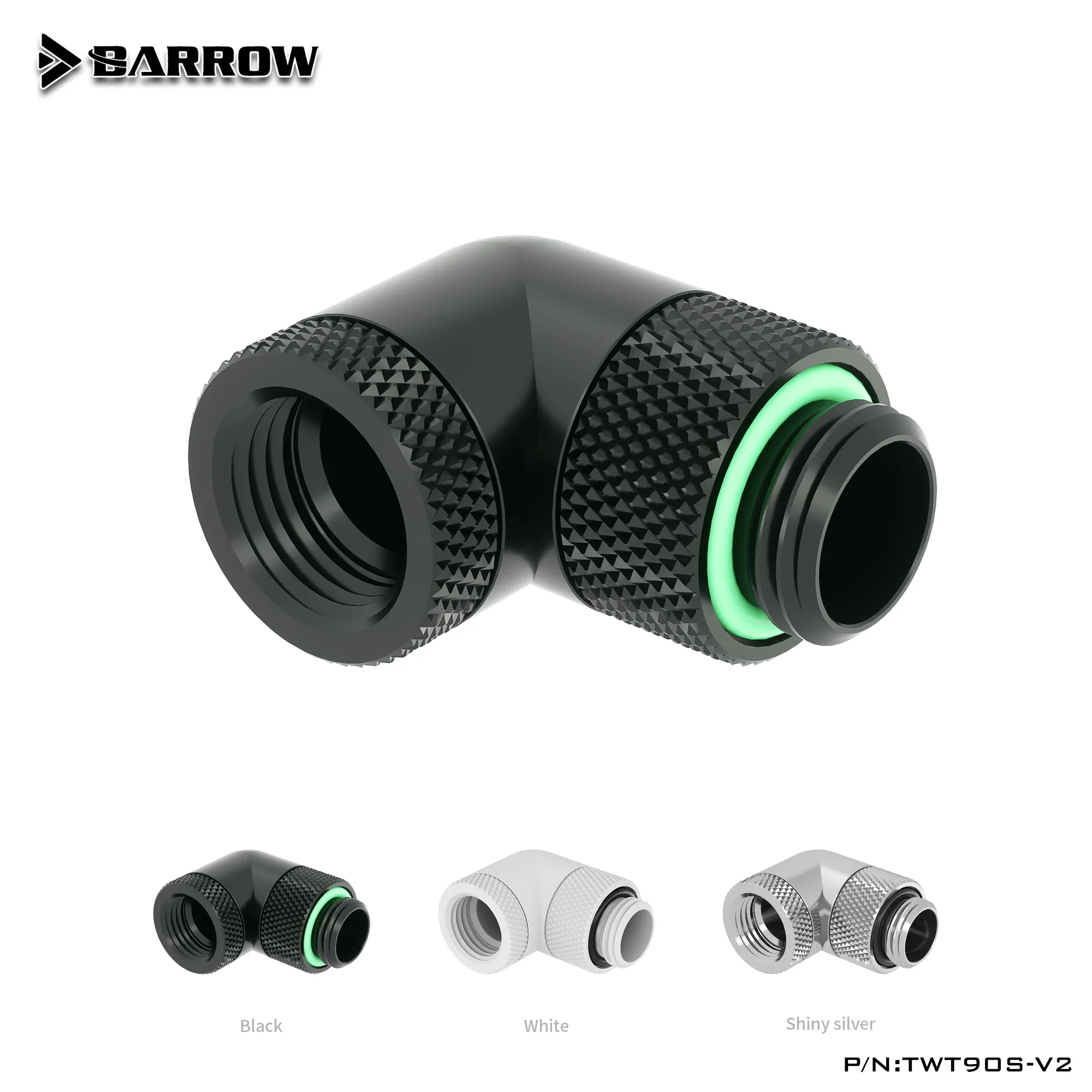 

Barrow G1/4 '' 45/90 Degrees two Rotary Fitting 360 Rotatable Fitting (Male to Female) for PC Cooled Building System TWT90S-V2