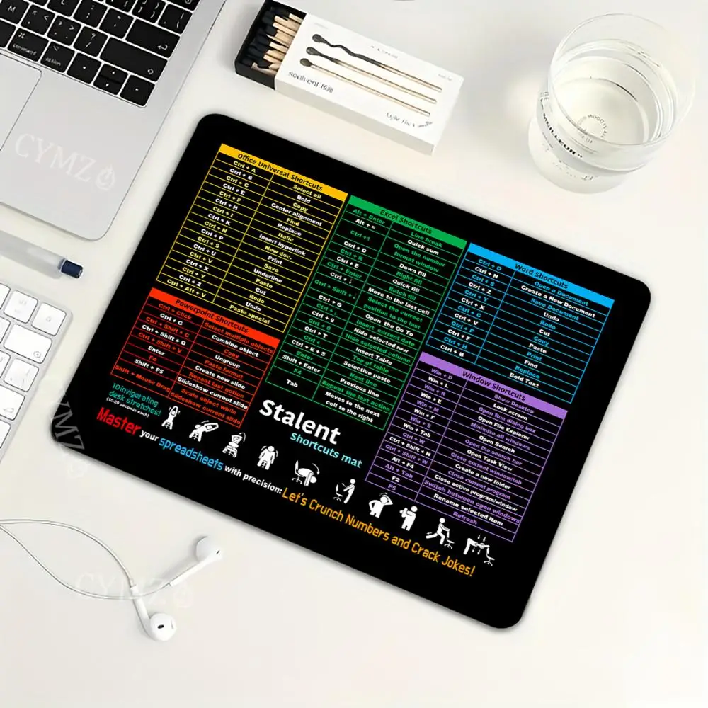 PC Office Shortcut keys Mouse Pad Desk Mat Laptop office mat rubber anti-slip Durable desk accessories 45X40CM mouse pads