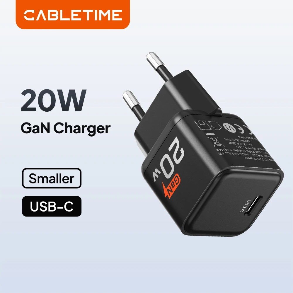 CABLETIME 20W GaN Charger QC 3.0 PD Type C Fast Charger For IPhone16 15 14 Pro Max USB Type C Fast Charging for Xiaomi Huawei