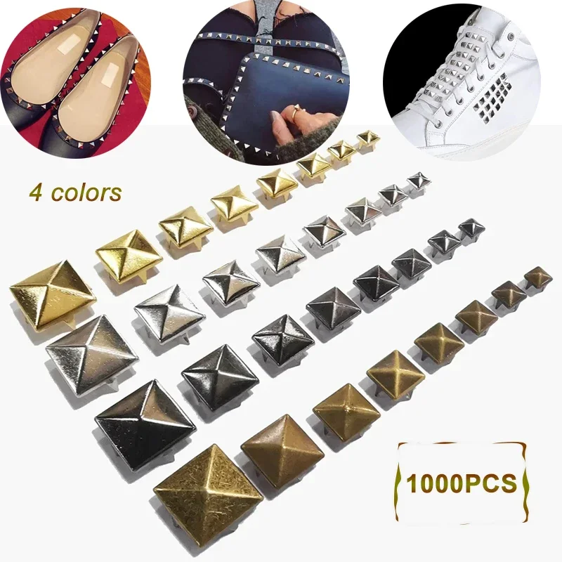 1000sets Square Claw Rivets Fashion Clothing Studs Leather Craft Bag Belt Garment Shoes Collar DIY Decor Accessories 8 Sizes