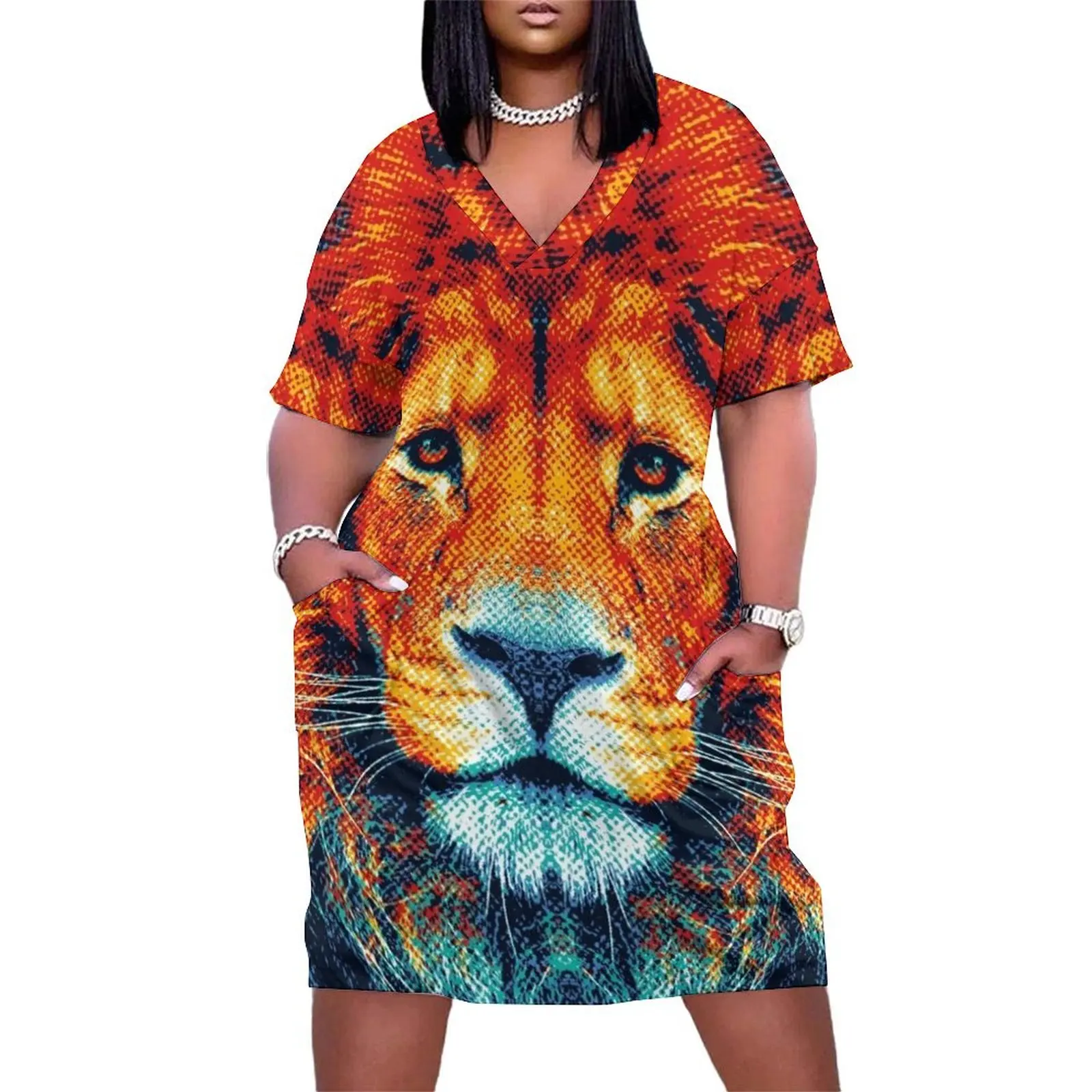 

Lion - Colorful Animals Loose Pocket Dress women dresses ceremony dresses Women"s summer dresses