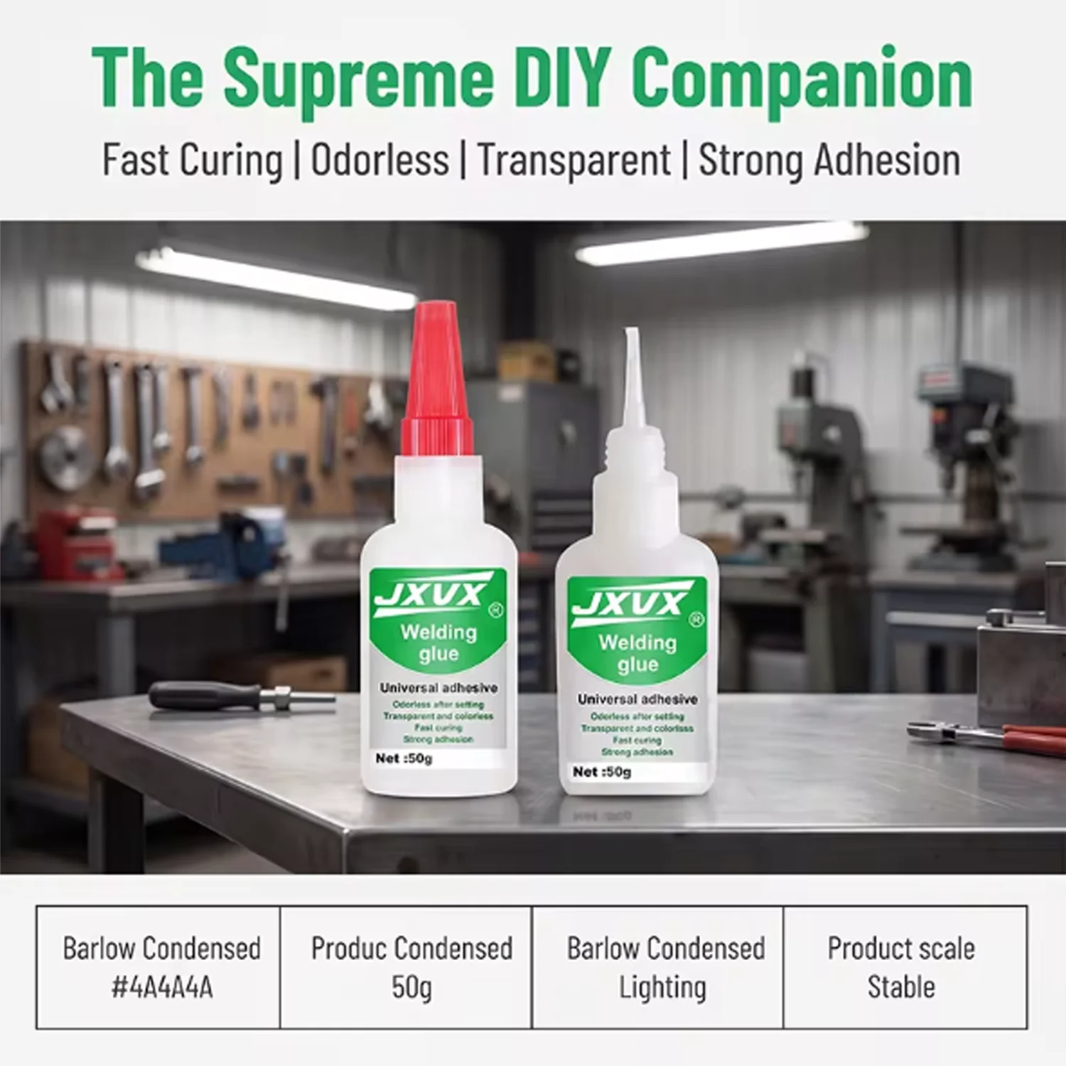 50g Oil-Based Welding Glue, Ultra-Fast Drying Instant Adhesive, High Strength, Waterproof and Strong Fixation Power for Plastic,