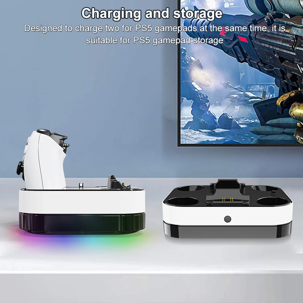 Зарядная док-станция с двойным контроллером PS5, зарядная станция для контроллера Type-C, зарядная подставка, док-станция для беспроводного геймпада PlayStation 5,