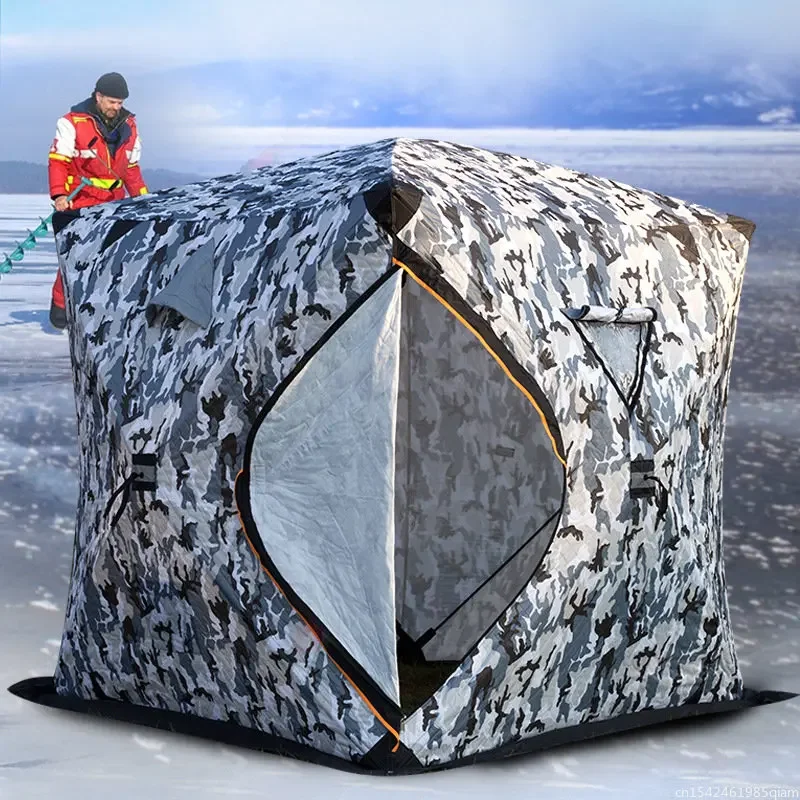 

2-3Persons Ice Fishing Tent 3layers with Thick Cotton Inside Have Skirt Winter Outdoor Keep Warm Anti-snow Portable 1.8M 1818