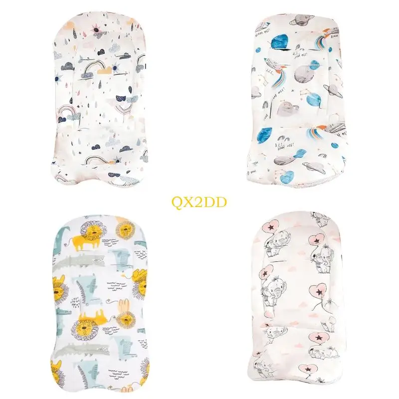 

QX2D Baby Strollers Liners Cushion with Printed Pattern Toddlers Pushchairs Pad