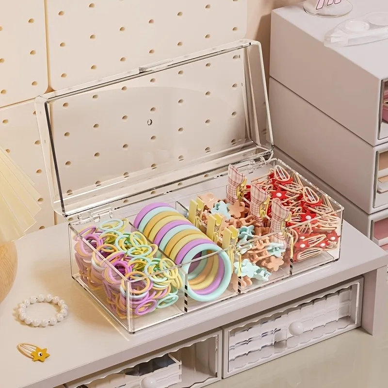 

Hair Accessories Organizer Acrylic Storage Box Clear Hair Tie Organizer for Headband Cosmetic Storage Box Desk Jewelry Organizer