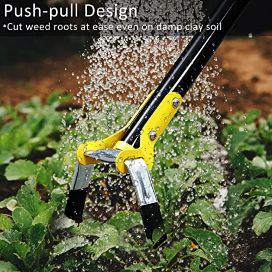 Hoe Garden Tool - Scuffle Garden Hoes for Weeding Gardening Long Handle Heavy Duty - Adjustable Weeding Loop Stirrup Hoe Black