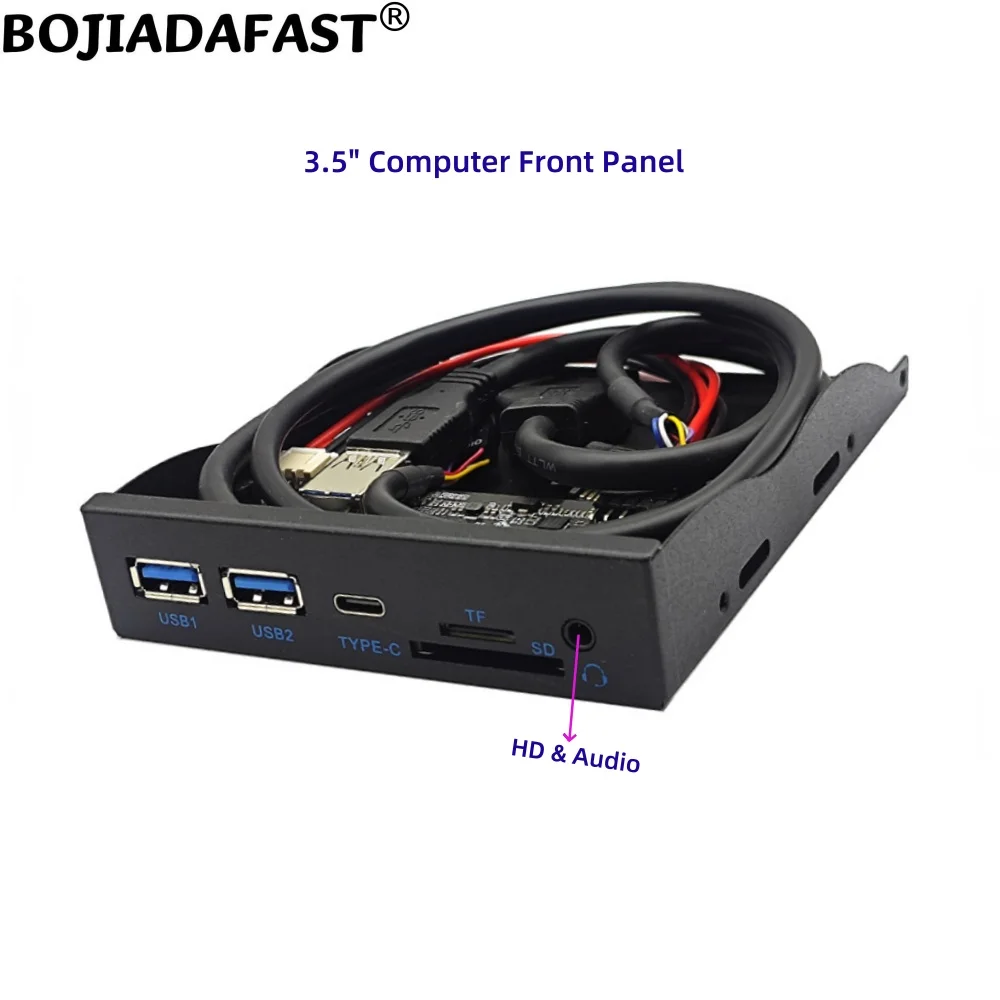 

3,5-дюймовая настольная панель с отсеком для дискеты с 2 разъемами USB 3.0 1 Type-C + держателем SD TF HD и аудиопорта для корпуса компьютера