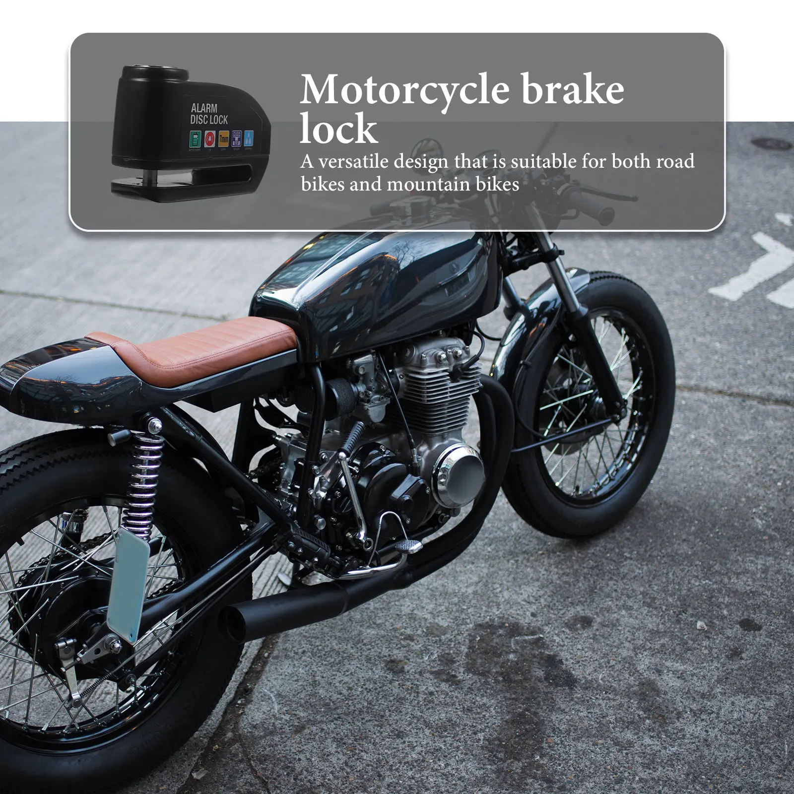 

Alarm Disc Brake for Motorcycles Dirt Bikes Black Security Wheel Disc Lock Motorcycle Brake Lock Anti Theft Easy Installation