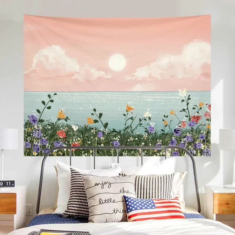 Ashou-Oil Painting Landscape Tapestry, Dorm Decoration, Aesthetic Wall Tapestry Decor